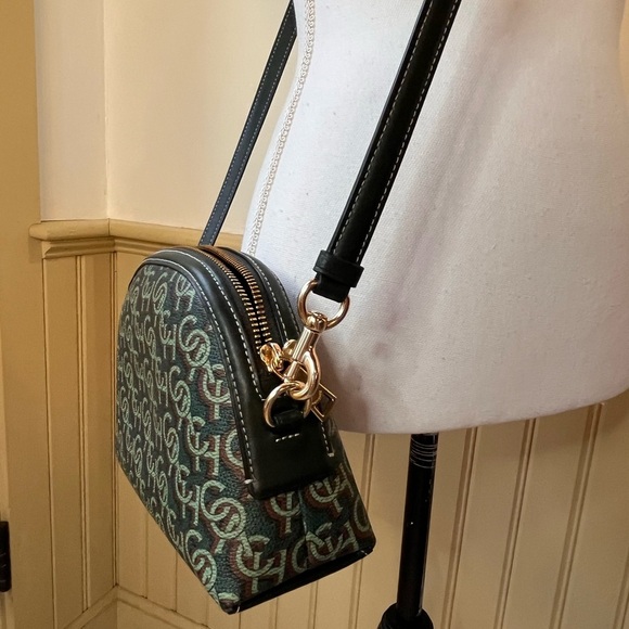 Coach Monogram Green Brown Canvas Crossbody Shoulder Bag - Picture 6 of 14